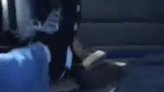 Filling mouth with rod in a car