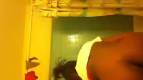Slim thick ebony playing with herself in bathroom