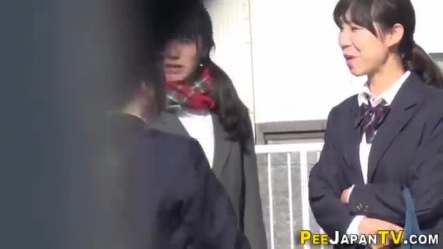 Japanese teen babe pees